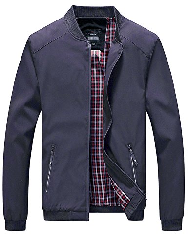 Lentta Herren-Bomberjacke mit Reißverschluss, lässig, dünn, leicht, Softshell-Jacke - Blau - Large von Lentta