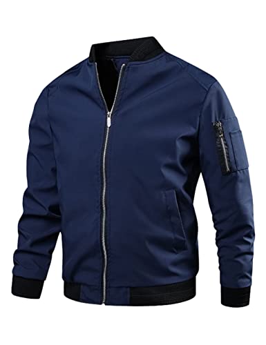Lentta Herren Slim Fit Leichte Softshell Bomberjacke Mantel Fall Jacken für Männer, 05 Dunkelblau, Large von Lentta