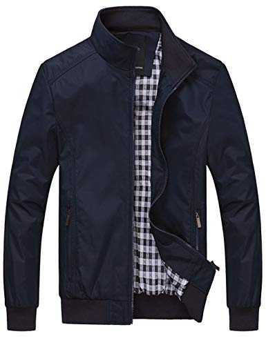 Lentta Herren Slim Fit Leichte Softshell Bomberjacke Mantel Fall Jacken für Männer, Y-02-dunkelblau, Large von Lentta