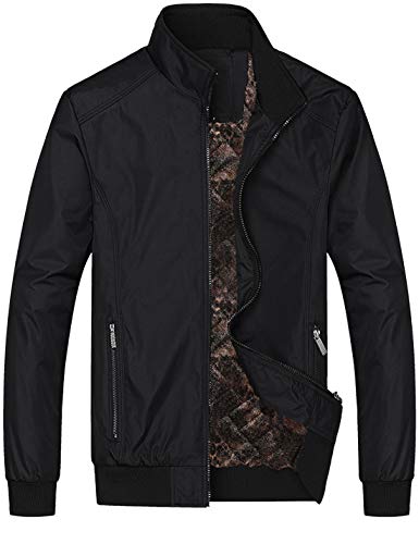 Lentta Herren Slim Fit Leichte Softshell Bomberjacke Mantel Fall Jacken für Männer, Z-03-schwarz (dick), Large von Lentta