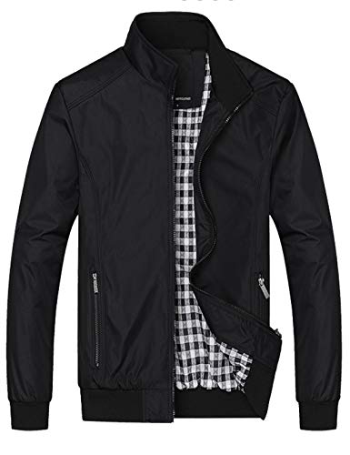 Lentta Herren Slim Fit Leichte Softshell Bomberjacke Mantel Herbst Jacken Für Männer, Y-02-schwarz, XL von Lentta