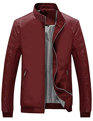 Lentta Herren Slim Fit Leichte Softshell Bomberjacke Mantel Herbst Jacken Für Männer, Z-04-winered, XXL von Lentta