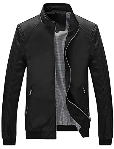 Lentta Herren Slim Fit Leichte Softshell Bomberjacke Mantel Herbst Jacken für Männer, Z-04-schwarz, Medium von Lentta