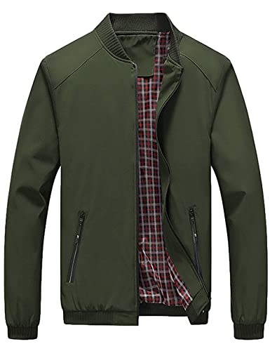 Lentta Herren Slim Fit Leichte Softshell-Bomberjacke Mantel Herbstjacken für Männer, armee-grün, Medium von Lentta