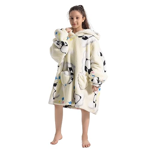 Lenugeo Blanket Hoodie Decke Große Kinder, Tragbare Kuscheldecke mit Ärmeln und Kapuze, Oversize Decken Pullover Kuschel Pulli, Übergroße Kuschelpullover Für Mädchen Jungen 7-14 Jahren von Lenugeo