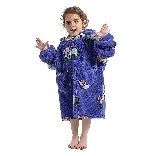 Lenugeo Blanket Hoodie Decke Kleine Kinder, Tragbare Kuscheldecke mit Ärmeln und Kapuze, Oversize Decken Pullover Kuschel Pulli, Übergroße Kuschelpullover Für Mädchen Jungen 2-6 Jahren von Lenugeo