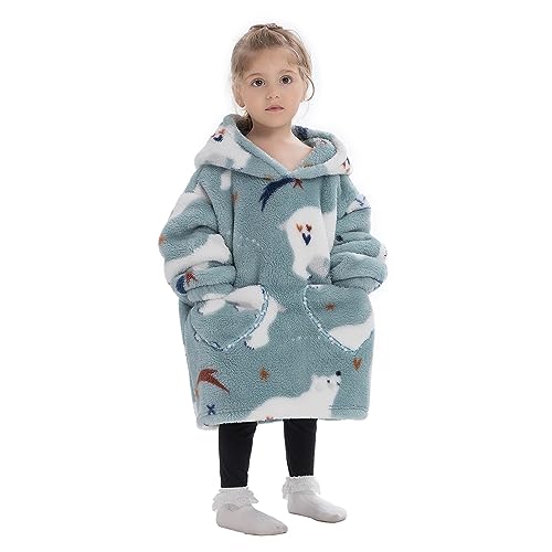 Lenugeo Blanket Hoodie Decke Kleine Kinder, Tragbare Kuscheldecke mit Ärmeln und Kapuze, Oversize Decken Pullover Kuschel Pulli, Übergroße Kuschelpullover Für Mädchen Jungen 2-6 Jahren von Lenugeo