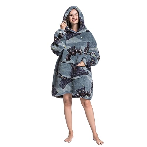 Lenugeo Blanket Hoodie Decke Oversize, Damen Herren Übergroße Tragbare Kuschelpullover, Zum Anziehen Wärme Kuschel Pullover, Wearable Pulli Oodie Kuscheldecke Erwachsene Kurz von Lenugeo