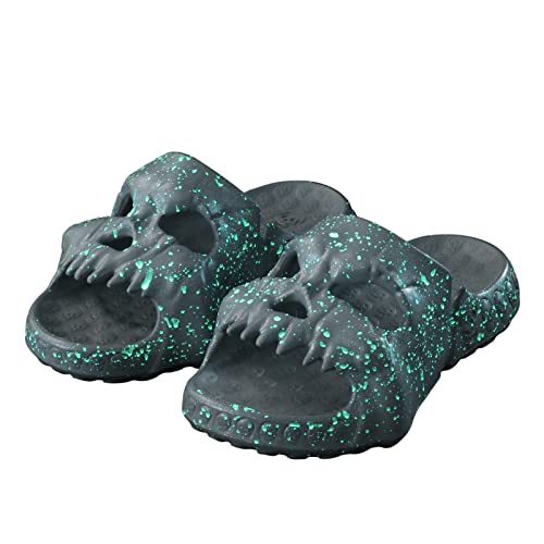 Lenugeo Cloud Skull Slippers Slides,Lustige Totenkopf Hausschuhe für Damen Herren,Sommer Cozy Hausschuhe|38-39 Fluoreszierendes Grau von Lenugeo