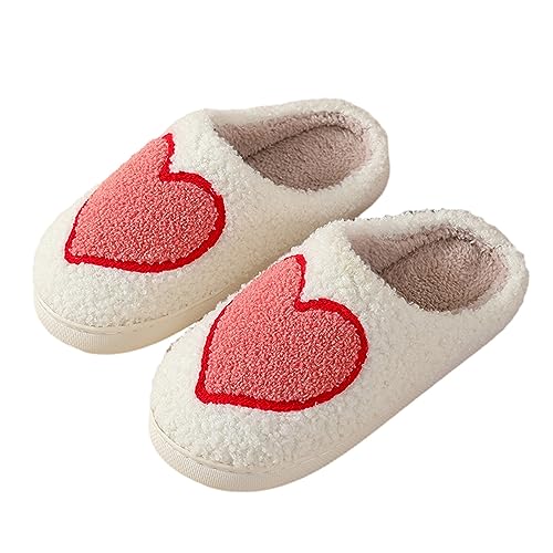 Lenugeo Lustige Cartoon Hauschuhe, Damen Herren Winter Plüsch Schlappen, Warme Flauschige Cozy Slippers, Kuschel Fell Kawaii Pantoffeln | Herz 37-38 EU von Lenugeo