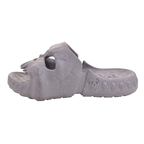 Lenugeo Lustige Totenkopf Schlappen, Damen Herren Skull Pantoffeln, Schädel Hausschuhe Cloud Slippers Slides, Sommer Badelatschen Schädeldesign Unisex | 36-37 EU Leuchtend-Grau von Lenugeo