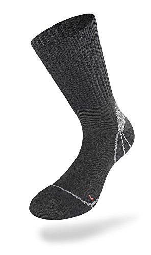 2er Pack LENZ TREKKING 1.0 Unisex Outdoor Trekking Wander Socken 050(39-41,BLACK/GREY - schwarz, grau) von Lenz