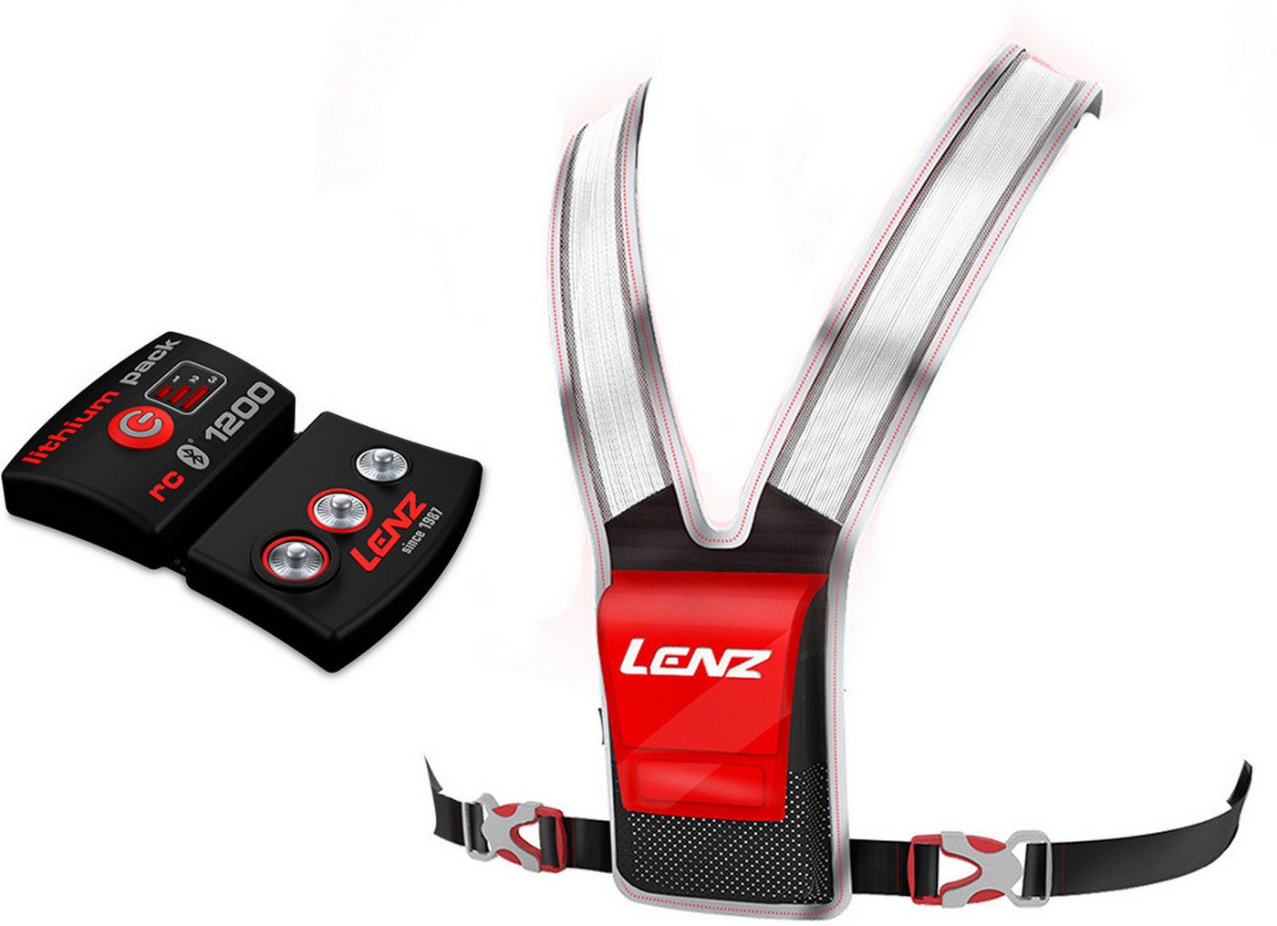 Lenz Motorradhandschuhe Set Lithium Pack rcB 1200 + System 1.0 LED Weste Set reflektierende von Lenz