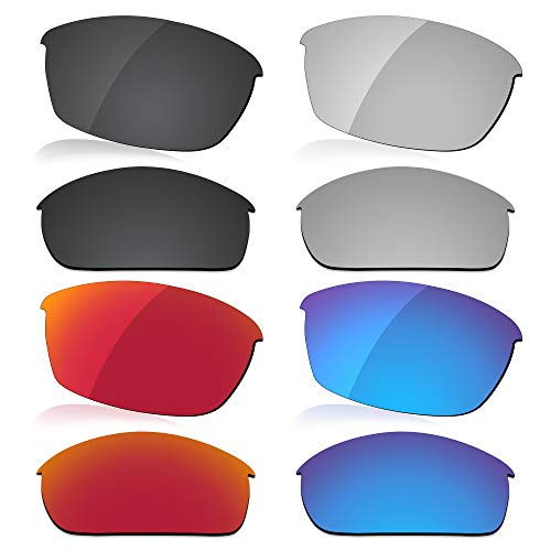 LenzReborn Polarisierte Linse Ersatz für Oakley Bottle Rocket OO9164 Sonnenbrille – mehr Optionen Gr. Einheitsgröße, Dunkelschwarz + Silbernes Titan + Feuerrot + Eisblau von LenzReborn