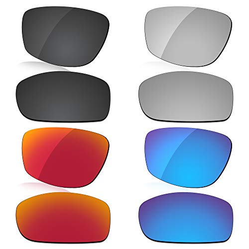 LenzReborn Polarisierte Linse Ersatz für Oakley Fives Squared Sonnenbrille – mehr Optionen Gr. Einheitsgröße, Dunkelschwarz + Silbernes Titan + Feuerrot + Eisblau von LenzReborn