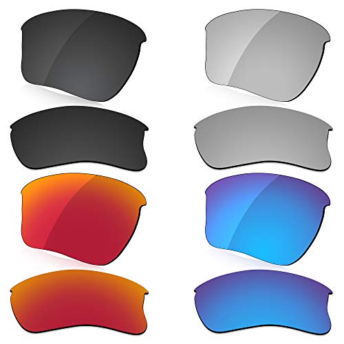 LenzReborn Polarisierte Linse Ersatz für Oakley Flak Jacket XLJ Sonnenbrille – mehr Optionen Gr. Einheitsgröße, Dunkelschwarz + Silbernes Titan + Feuerrot + Eisblau von LenzReborn