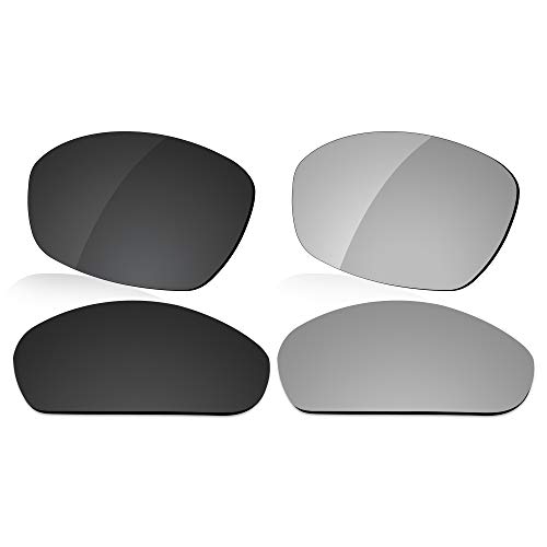LenzReborn Polarisierte Linse Ersatz für Oakley Monster Dog Sonnenbrille – mehr Optionen Gr. Einheitsgröße, Dunkelschwarz + Silbernes Titan von LenzReborn