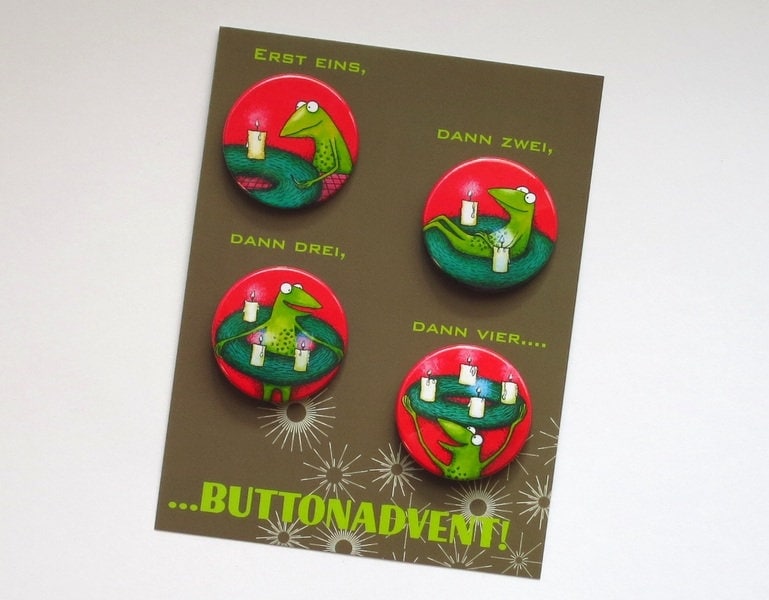 Buttonadvent - 4 Buttons Zur Adventszeit, Adventkalender, Adventkranz, Adventskranz, Weihnachten, Weihnachtzeit, Advent Anstecker von Lenzkunzt
