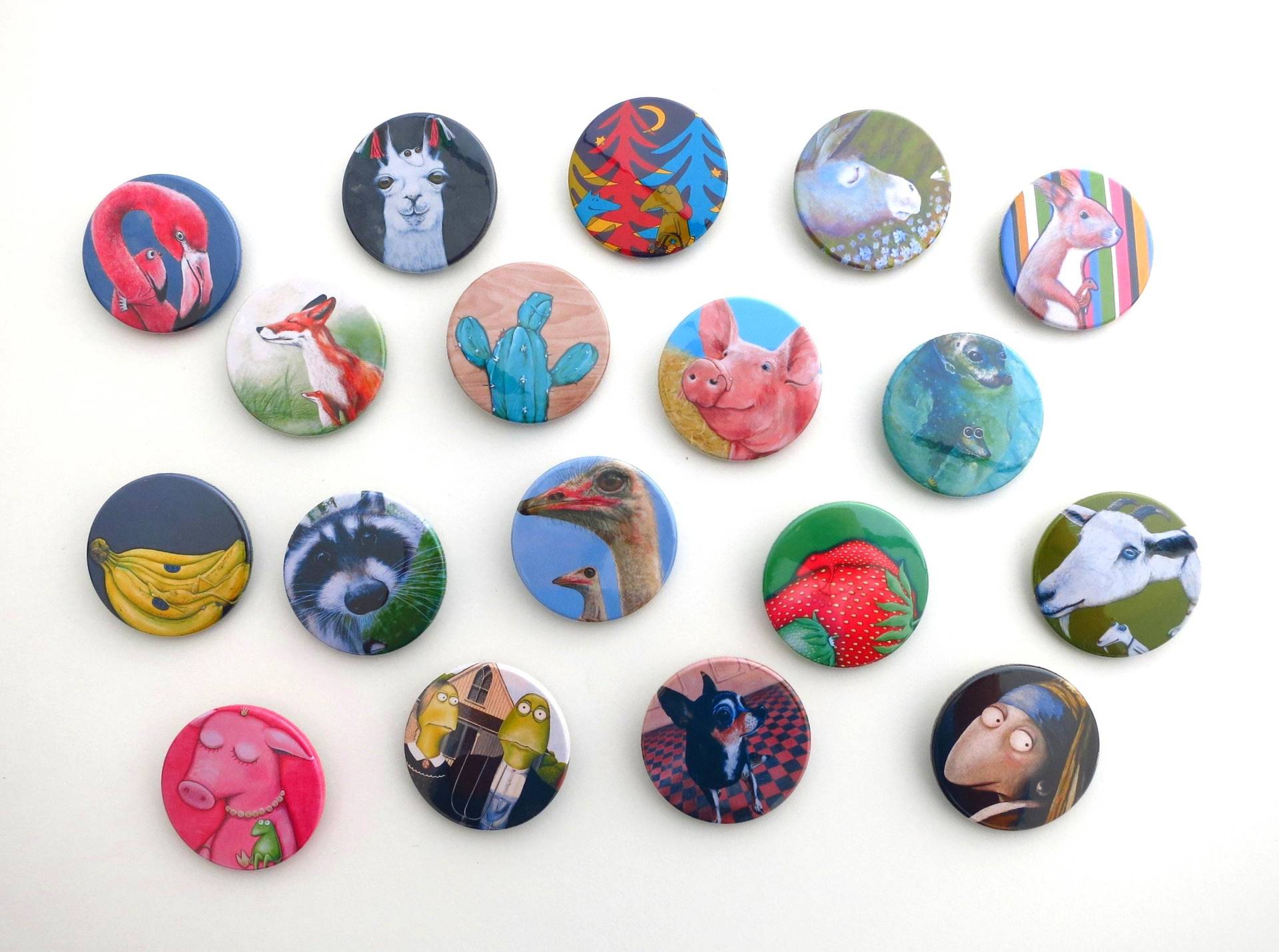 Kunzt Am Kragen, Buttons 5 Aus 18, Anstecker, Kunstmotive, Motive Zum Aussuchen, Brosche, Button, Pin, 10 Pins, Froschpin, Frosch Button von Lenzkunzt