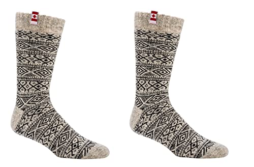 Leo Design Doppelpack Herrensocken, natürliche Premium kanadische Merinowolle, Mischung aus Lammwolle, schwere Wolle, vorgewaschen, dicke weiche und warme Socken, Vollplüsch-Thermosocken für kalten von Leo Design