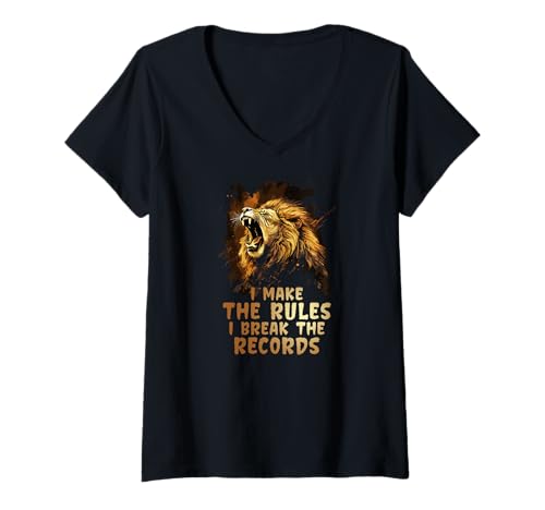 Damen I Make The Rules I Break The Records T-Shirt mit V-Ausschnitt Damen I Make The Rules I Break The Records T-Shirt mit V-Ausschnitt von Leo Make Rules Break Records Aim Zodiac Horoscope