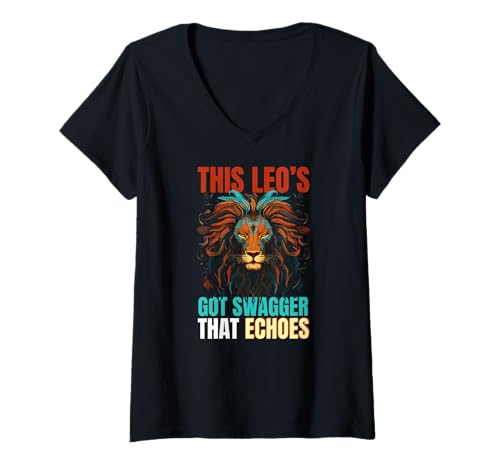 Damen This Leo's GOT Swagger That Echoes T-Shirt mit V-Ausschnitt von Leo Swagger Echoes Zodiac Horoscope Astrology