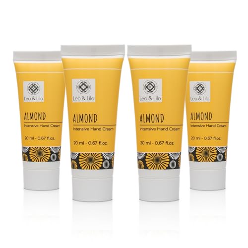 Leo & Lilo 4er-Set Handcreme Almond 20 ml - Sehr intensive Pflege für trockene Hände - Mit Bio-Mandelöl und weiteren pflanzlichen Bio-Ölen von Leo & Lilo