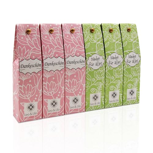 Leo & Lilo Naturkosmetik Handcreme Geschenk - 6er-Set (6 x 20 ml) - Danke Kollektion - Einzeln verpackt - Pflegt trockene Hände - Bio-Qualität von Leo & Lilo