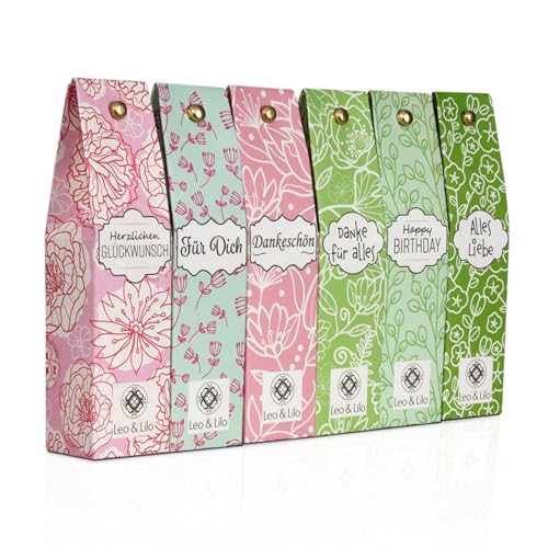 Leo & Lilo Kleiner Jahresgruß - Handcreme Geschenksets - 6er-Set mit einzeln verpackten Naturkosmetik zertifizierten Handcremes - Intensive Pflege für trockene Hände - 6 x 20 ml von Leo & Lilo
