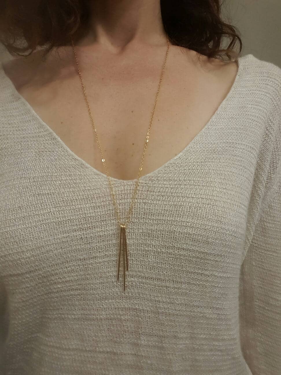 Goldfransen-Halskette, Lange Goldbarren-Halskette, 14 K Gold Gefüllt, Halskette Goldfransen-Halskette, Lange Goldbarren-Halskette, 14 K Gold Gefüllt, Halskette von LeoEleven