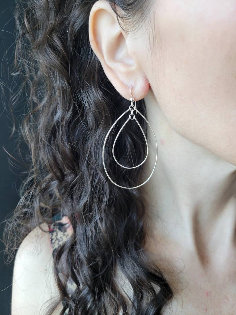 Große Creolen, Sterling Silber, Doppel-Hoop Große Creolen, Sterling Silber, Doppel-Hoop von LeoEleven