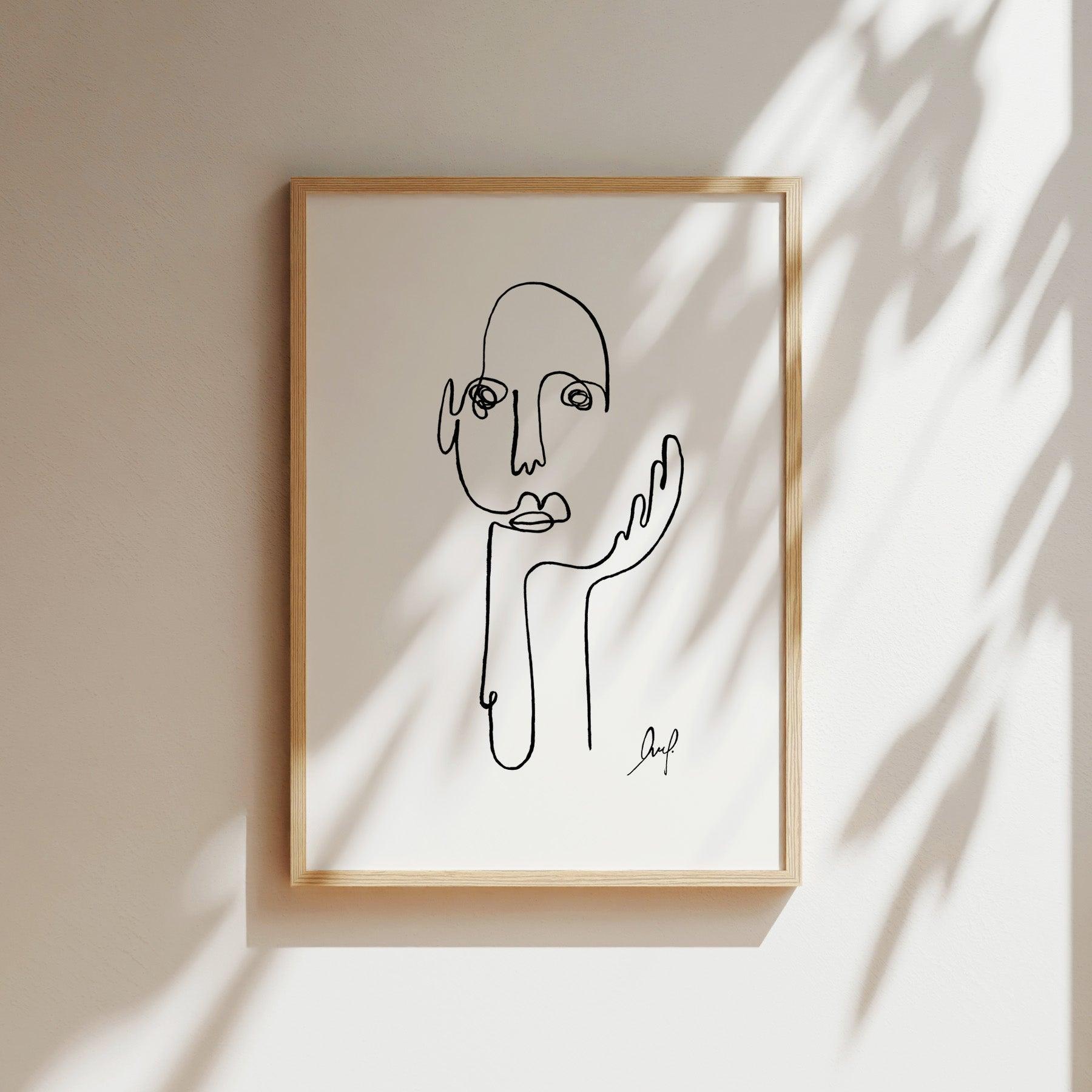 Kunstdruck - Art Line | The Thinker von LeoLaDouce