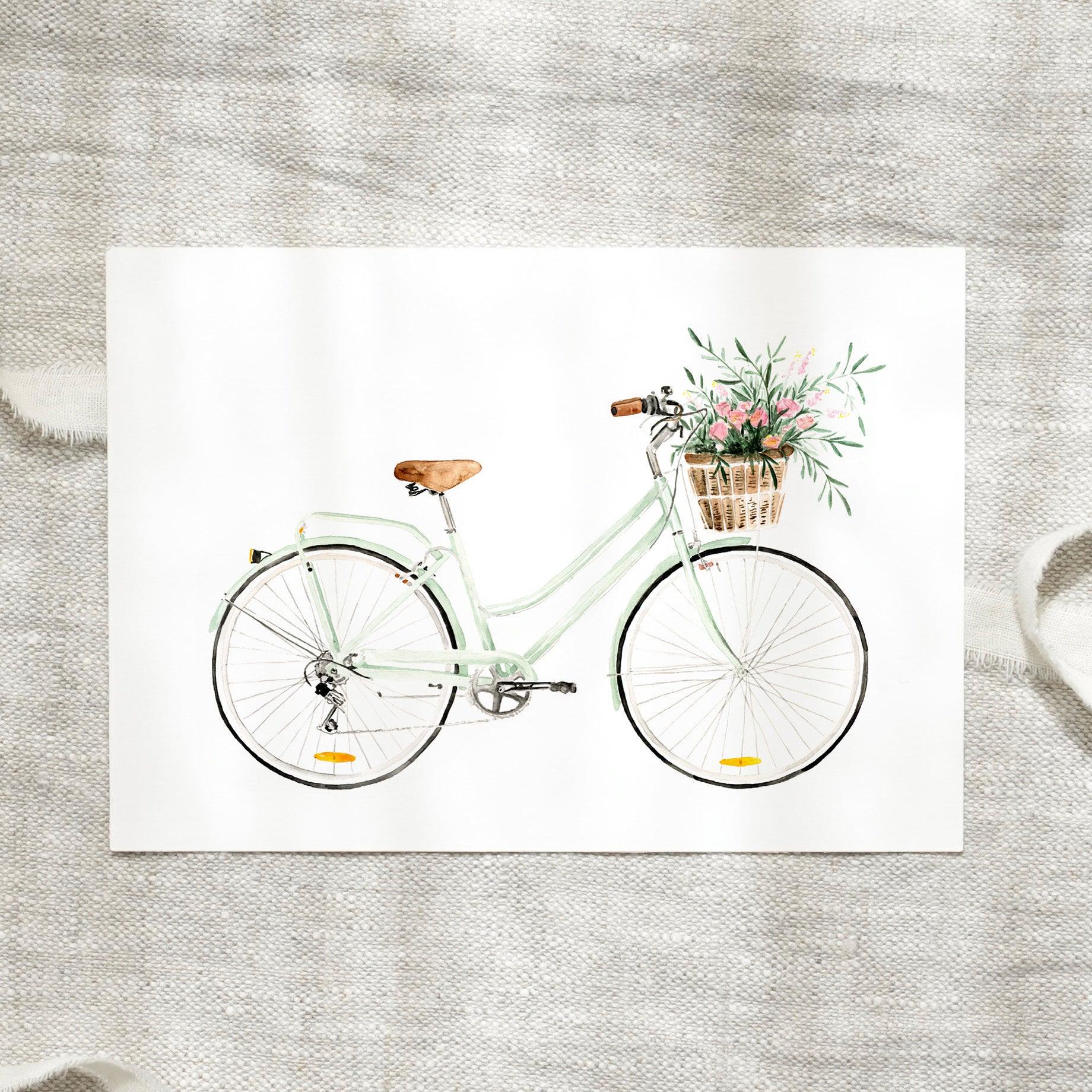 Postkarte A6 | Bicycle Love Karte Fahrrad Geschenk Bild Blumenkarte Blumen Geburtstagskarte von LeoLaDouce