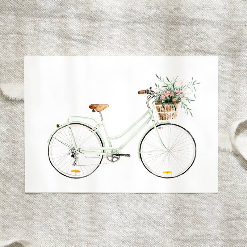 Postkarte A6 | Bicycle Love Karte Fahrrad Geschenk Bild Blumenkarte Blumen Geburtstagskarte von LeoLaDouce