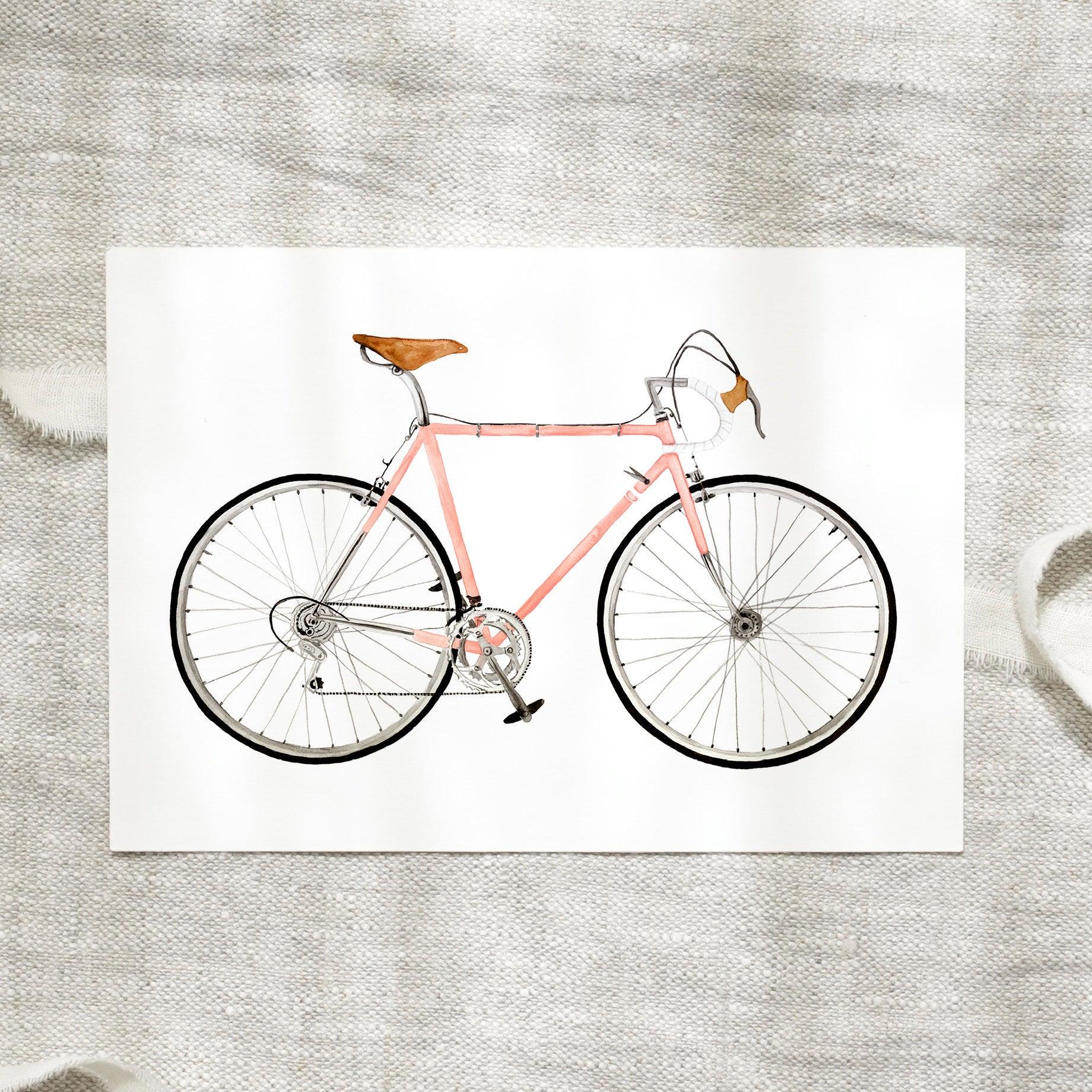 Postkarte A6 | Bicycle Love Karte Fahrrad Geschenk Bild Rennrad Blumen Geburtstagskarte von LeoLaDouce