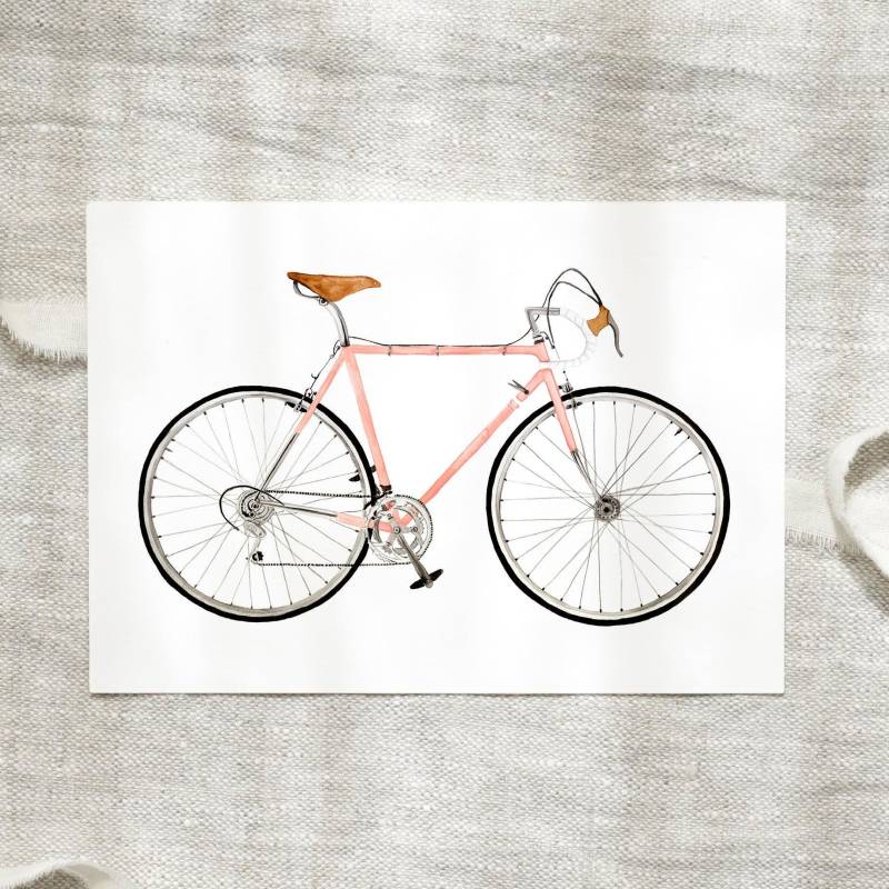 Postkarte A6 | Bicycle Love Karte Fahrrad Geschenk Bild Rennrad Blumen Geburtstagskarte von LeoLaDouce