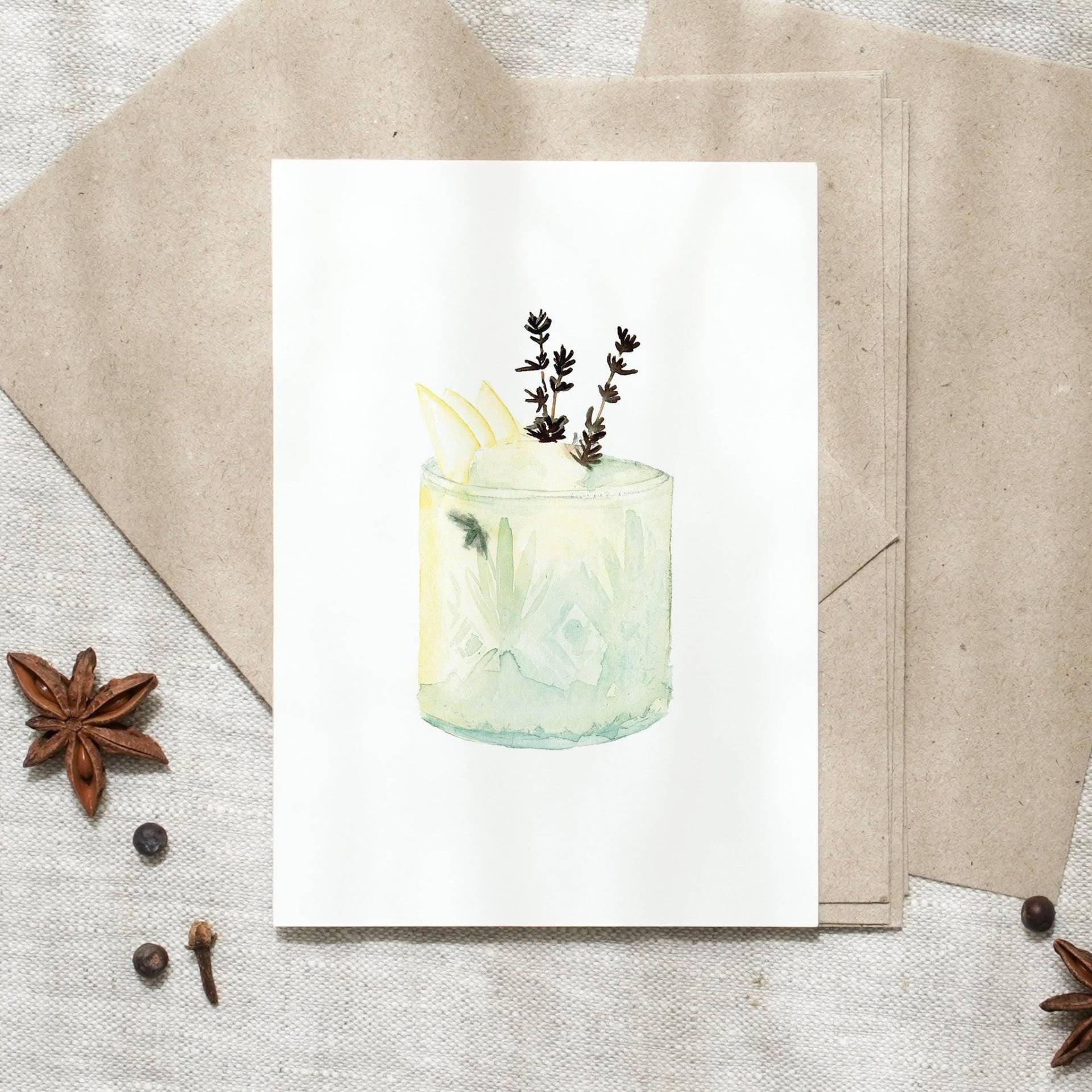 Postkarte | Gin A6 Karte Geburtstag Geburtstagskarte Cocktail von LeoLaDouce