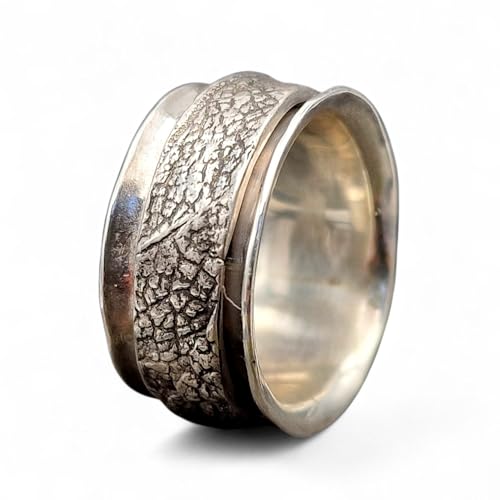 LeoLars-PABE 925er Silber Spielring, Gr.55 (17,5), 360 Grad drehbar mit Schlangenhautprägung, Unikat, Handarbeit von LeoLars-PABE