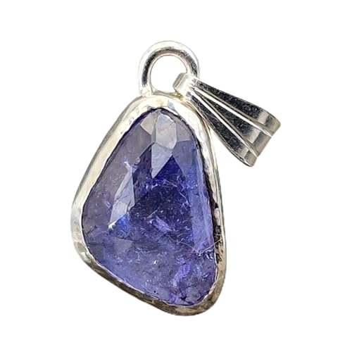 LeoLars-PABE Tansanit Anhänger aus 925ere Silber, Tansanit im Rosenschliff und in Zargenfassung mit typischer Tansanit Farbe, Handarbeit, Unikat von LeoLars-PABE