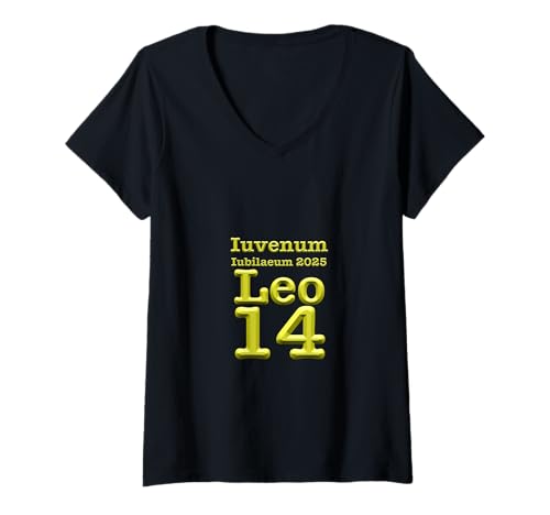 Damen ROM, JUBILÄUM DER Jugend 2025, Leo 14, Text IN LATEIN, T-Shirt mit V-Ausschnitt von #LeoPepeDesign