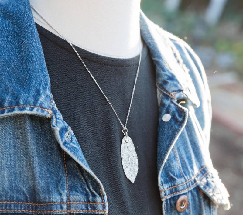 Blatt Silberkette, Boho Halskette, Schichtung Silber Lange Geschenk Für Besten Freund von LeoandLovey