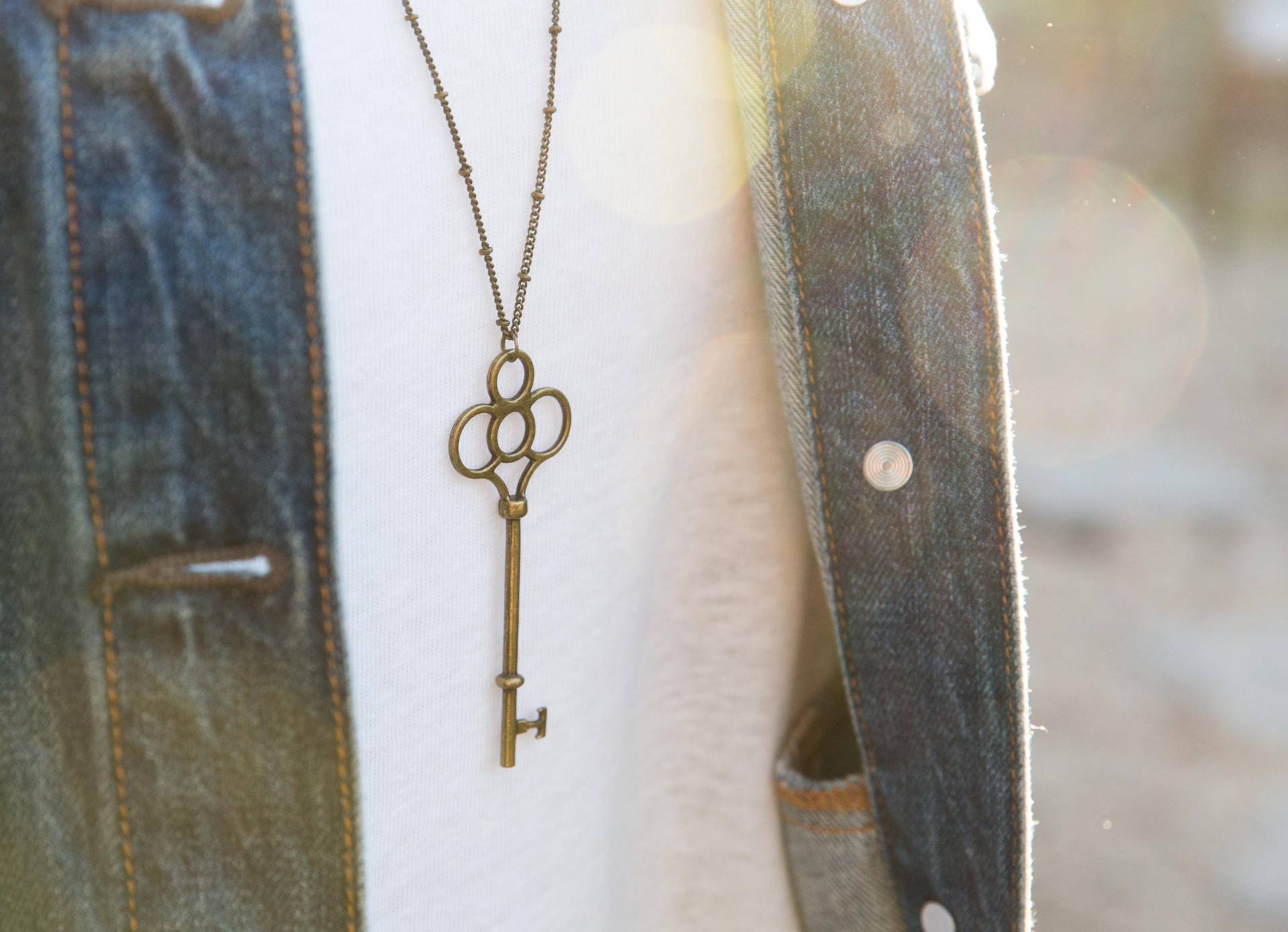 Schlüssel Halskette, Antike Lange Messing Vintage Wie Große Halskette von LeoandLovey