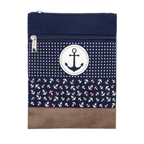 Leoberg Crossbag Tasche in verschiedenen Farben und Designs - Schultertasche aus Baumwolle in 302126-Blau-16 von Leoberg