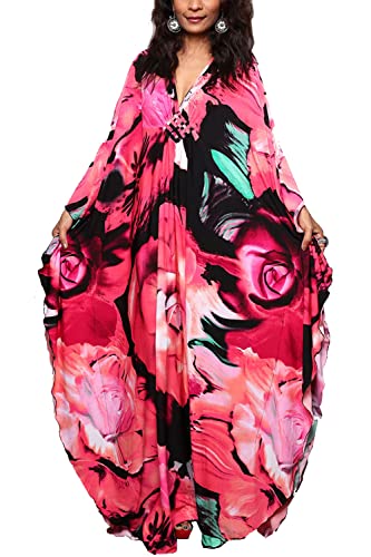 LeofL Damen Kaftan Morgenkleid Lose Kleid Abendkleid Nachthemd Lange Maxikleider, Farbe 26, Einheitsgröße von LeofL