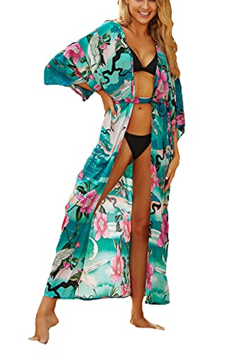 LeofL Damen Strand-Cardigan Morgenmantel Nachthemd Yukata Kimono Badeanzug Cover Ups, F Multi Japan Farbe 4, One size von LeofL