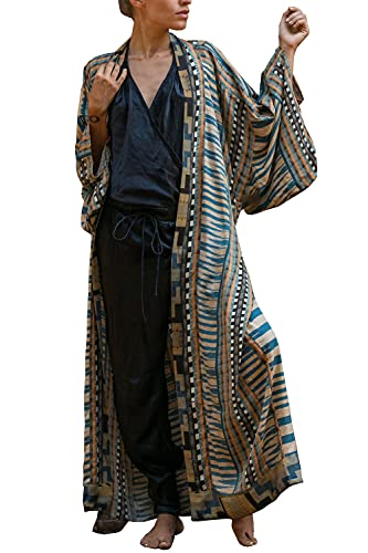 LeofL Damen-Strand-Cardigan, Morgenmantel, Nachthemd, Kaftan-Kleid, Badeanzug, B Multi Navy, One size von LeofL