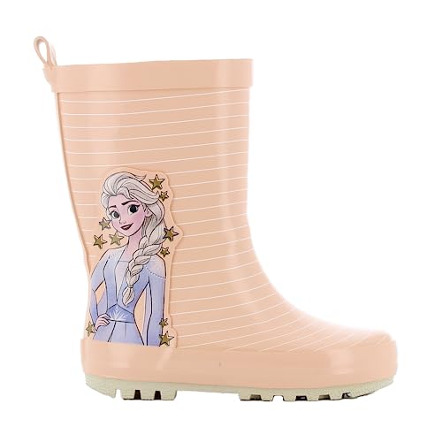 DISNEY FROZEN Gummistiefel Mädchen von 1 bis 6 Jahre, Ungefütterte Warme Regenstiefel mit Anna und Elsa Motiv 22 EU, Hohe Wasserdichte Regenschuhe für Kinder, Bequemer Eiskönigin Kinderschuhe, Rosa von Leomil