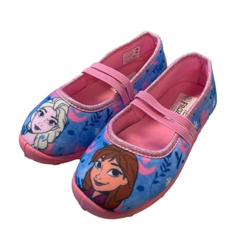 DISNEY FROZEN Hausschuhe Mädchen von 2 bis 8 Jahre, Warme Pantoffeln mit Anna und Elsa Motiv 24 EU, Bequemer Schuhe für Kindergarten Die Eiskönigin, Freizeitschuhe mit Glitzer ideal für Schule, Lila von Leomil