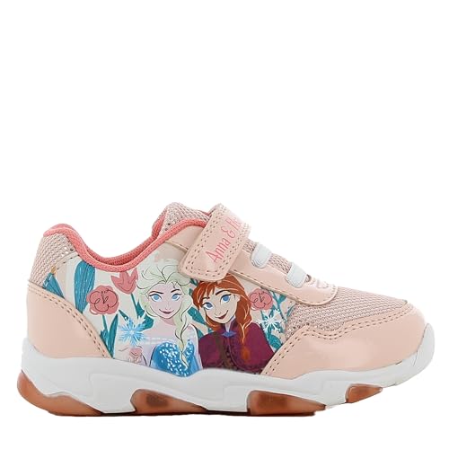 Disney Frozen Schuhe Mädchen 2 bis 8 Jahre, Kinderschuhe mit Anna und ELSA Motiv 26 EU, Leuchtschuhe Kinder mit Klettverschluss und LED Licht, Sneaker die Eiskönigin, Ideal für Schule und Freizeit von Leomil