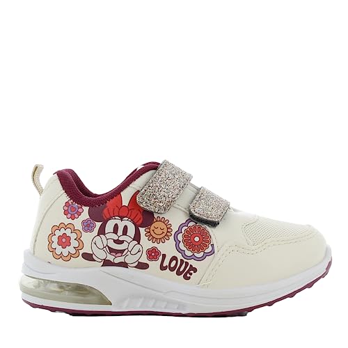 Disney Minnie Mouse Kinderschuhe von 2 bis 8 Jahre, LED Leuchtschuhe Mädchen mit Minnie Maus Motiv 31 EU, Turnschuhe mit Licht und Klettverschluss, Blink Sneaker ideal fur Schule und Freizeit, Rosa von Leomil